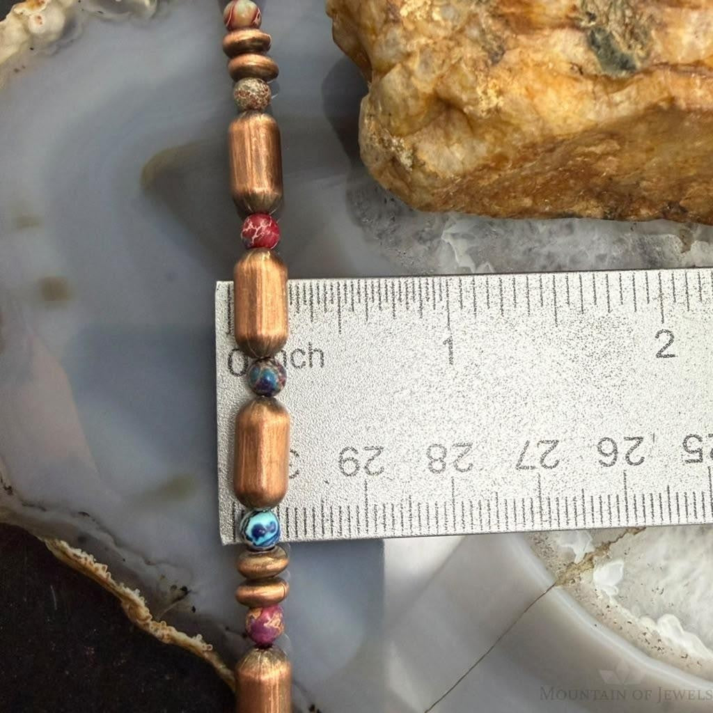 Southwestern Style Copper Navajo Pearl & Cylinder w/Multistone 18" Necklace #2