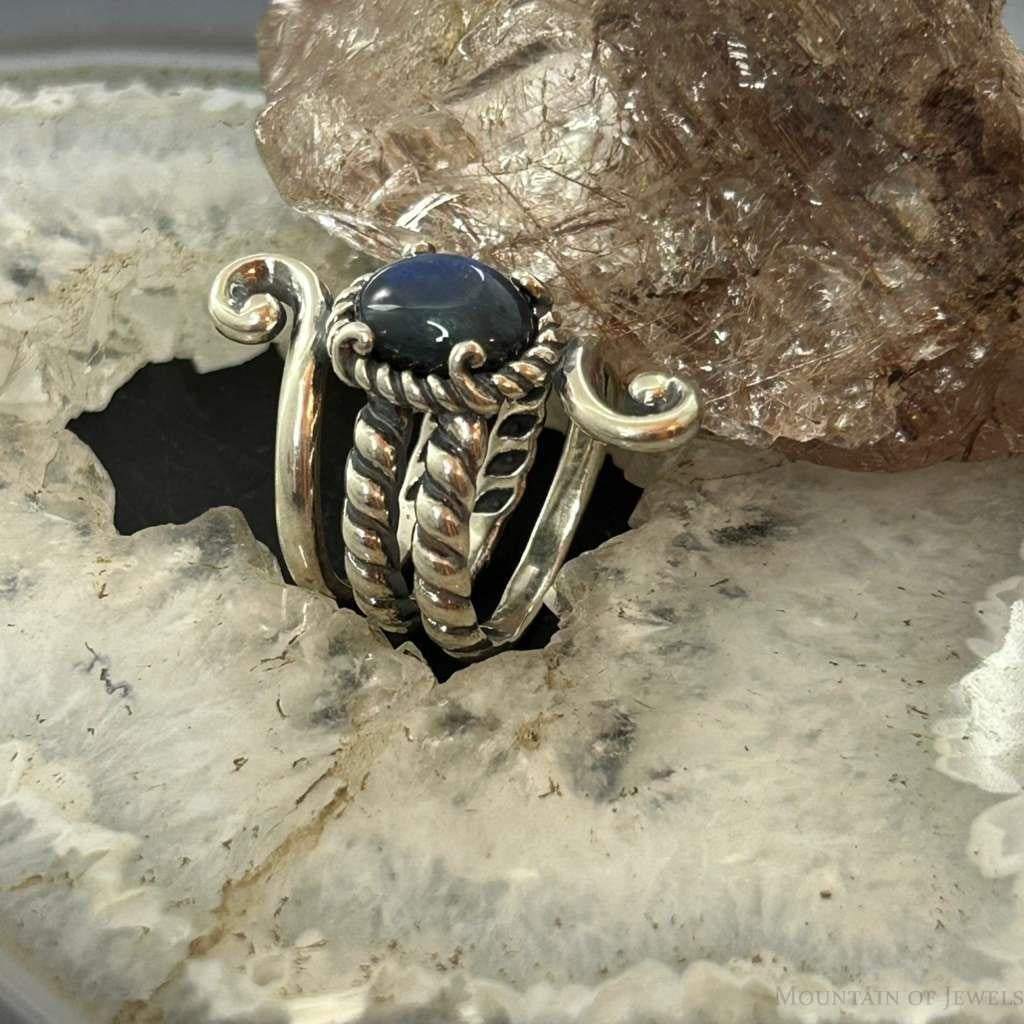 Carolyn Pollack Sterling Silver Oval Labradorite Decorated Ring Size 5 For Women