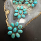 Sterling Silver Southwestern Style Kingman Turquoise Cluster Lariat Necklace For Women