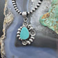 Sterling Silver Southwestern Style Teardrop Turquoise Decorated Pendant For Women