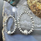 Native American Sterling Silver 3-8 mm Navajo Pearl Beads Dangle Hoop Earrings For Women