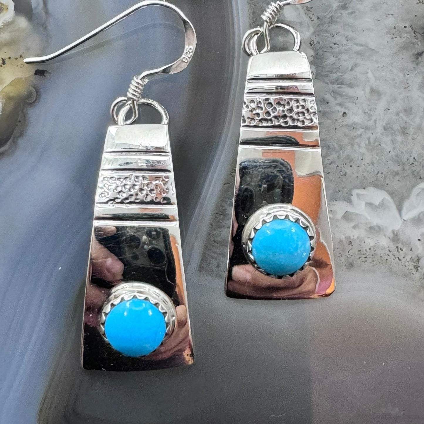 Michael Nez Sterling Silver Blue Turquoise Peaceful Sky Dangle Earrings For Women