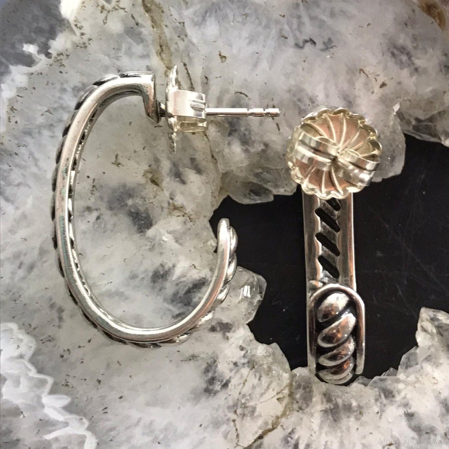 Carolyn Pollack Sterling Silver Engraved Rope Half Hoop Earrings For Women