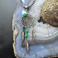 Vintage Native American Silver 3 Jade Beads Dreamcatcher Pendant For Women