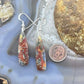 Sterling Silver Elongated Triangle Red Marcasite Slab Dangle Earrings For Women #221