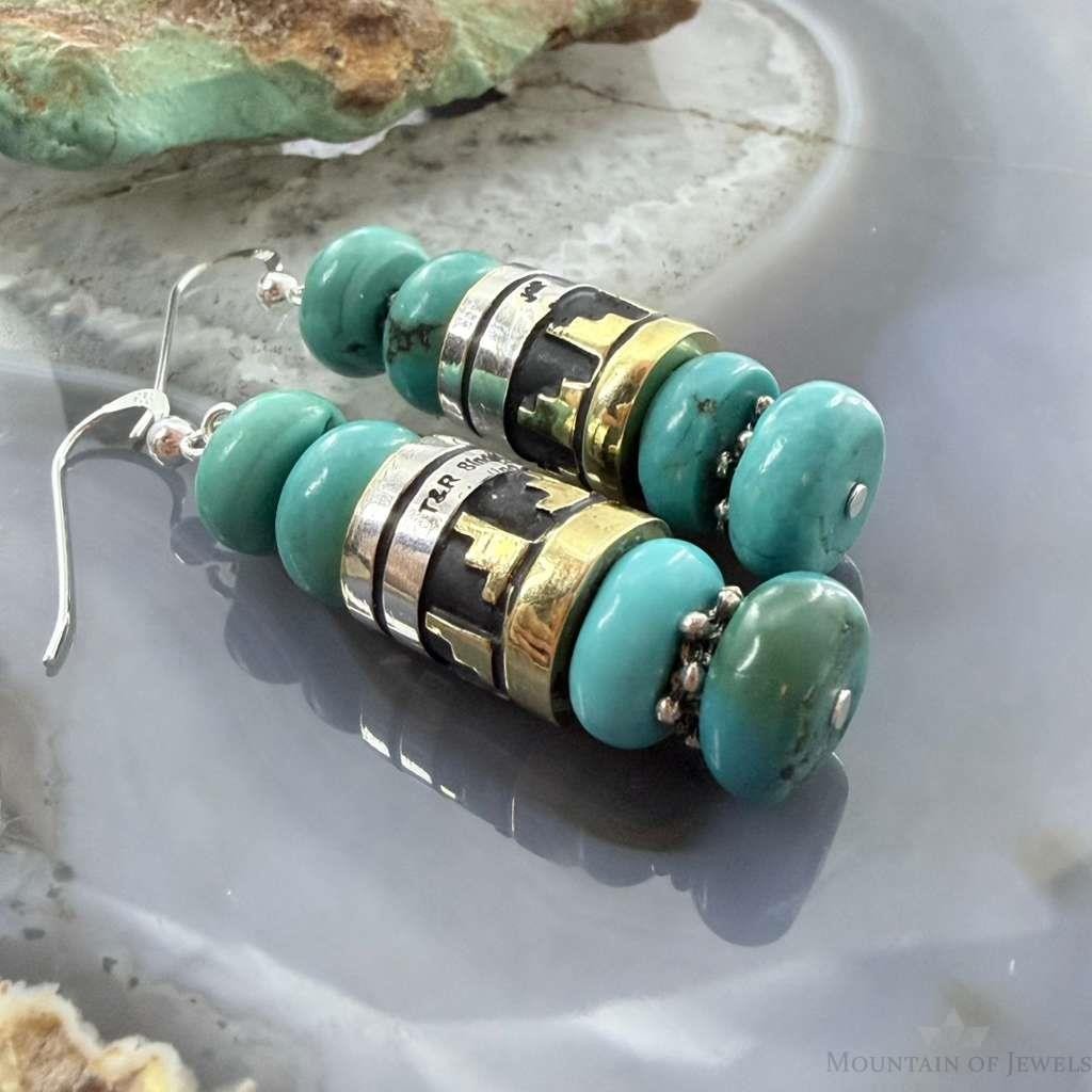 Tommy & Rosita Singer Sterling Silver Turquoise Rounded Beads Dangle Earrings For Women