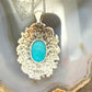 Paz Israel Sterling Silver Oval Turquoise Decorated Pendant w/Necklace For Women