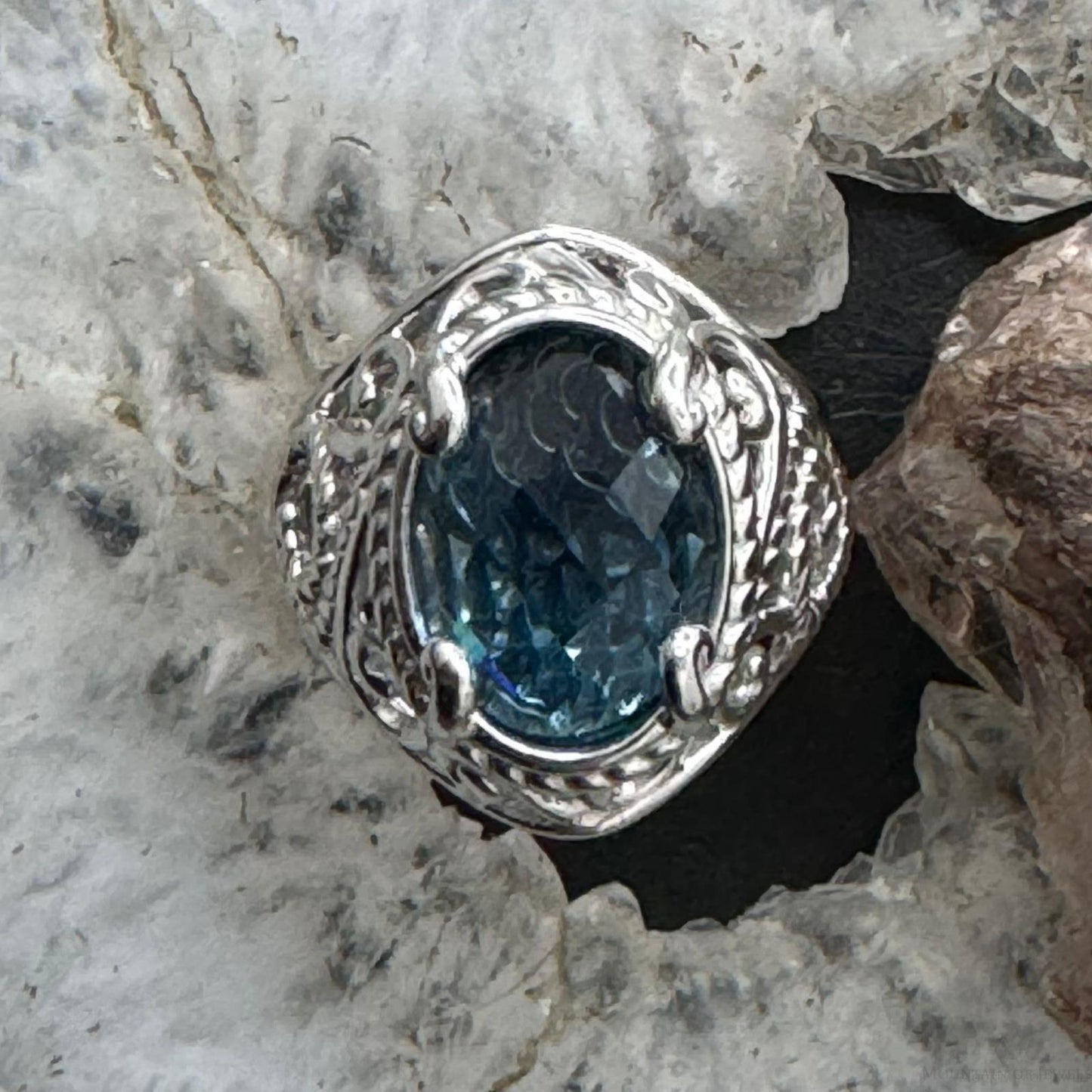 Carolyn Pollack Sterling Silver Oval Faceted London Blue Topaz Ring Size Variety