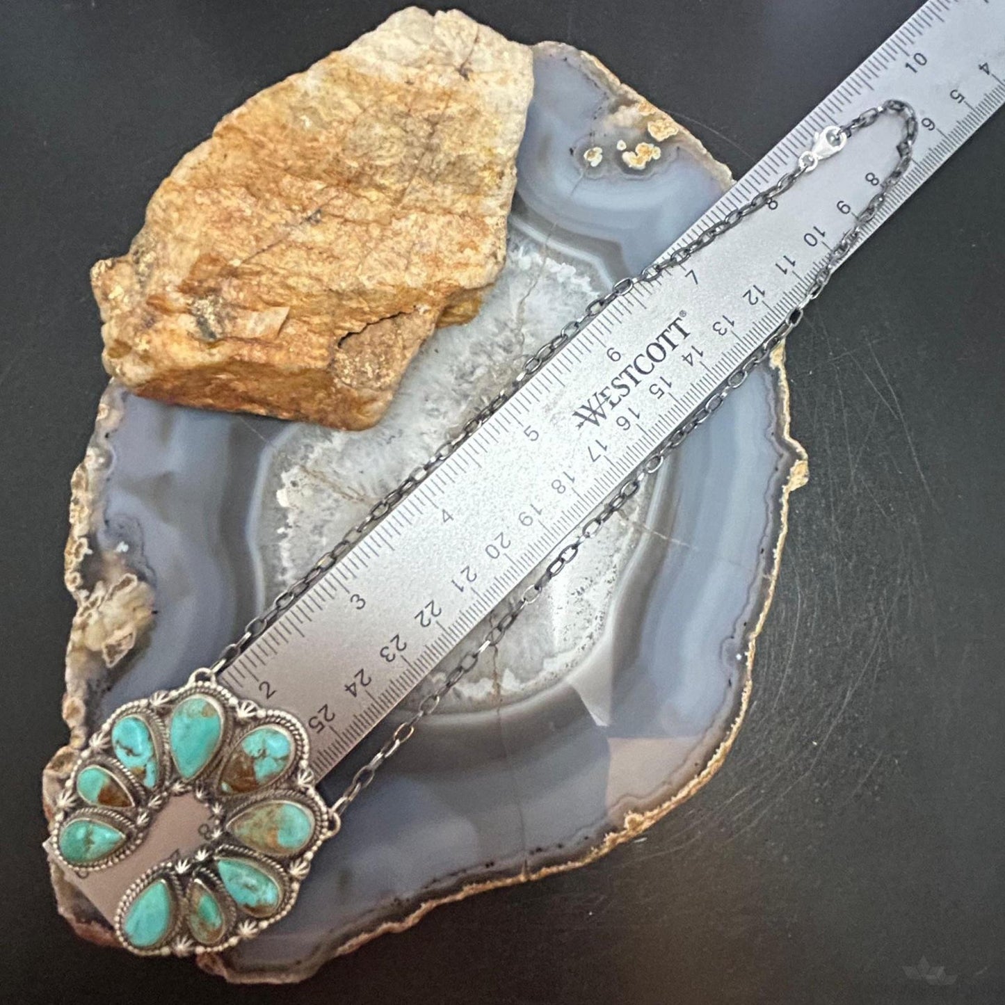 Sterling Silver Southwestern Style Kingman Turquoise Naja 19" Necklace For Women