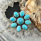 Sterling Silver Southwestern Style Mohave Turquoise Cluster Ring Size 7.75 For Women