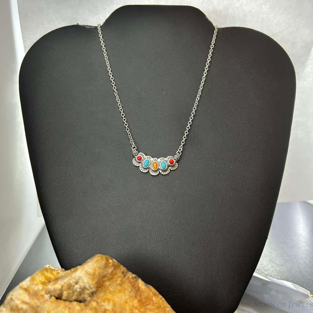 Carolyn Pollack Sterling Silver Multi Stone Pendant Necklace For Women