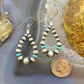 Graduated Navajo Pearl Beads &Turquoise Sterling Hoop Dangle Earrings For Women