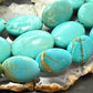 Vintage Native American Oval Turquoise Beads 3 Strands 14" Necklace For Women