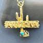 14K Yellow Gold Arizona Cactus with Small Turquoise Charm