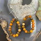 Sterling Silver Rounded Yellow Jasper Beads Hoop Dangle Earrings For Women