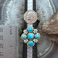 Sterling Silver Southwestern Style Composite Turquoise Cluster Adjustable Ring For Women