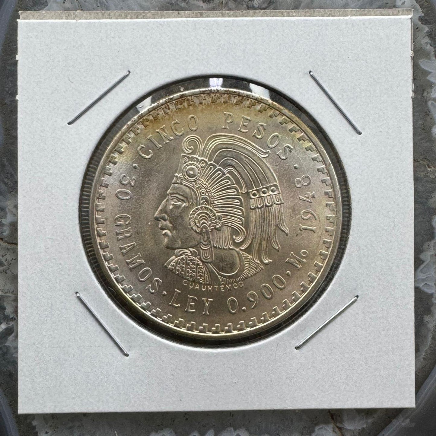 1948 Mexico 5 Pesos 30 gr 90% Silver Coin AU #52524-6GE