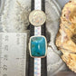 Sterling Silver Southwestern Style Rectangle Chrysocolla Ring Size 8.75 For Women
