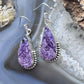 Sterling Silver Southwestern Style Teardrop Charoite Decorated Dangle Earrings For Women