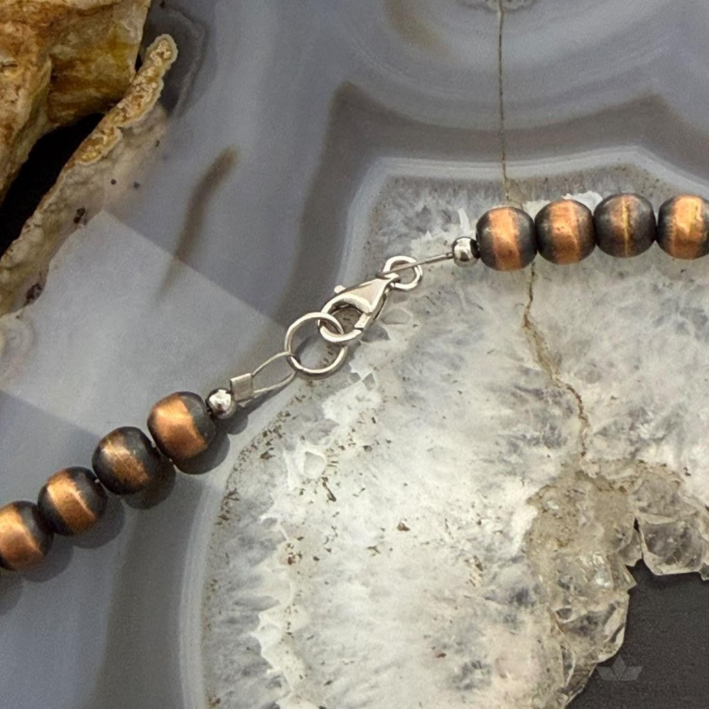 Copper 4mm-7.5mm Navajo Pearl Beads & Turquoise Beaded 20" Necklace For Women