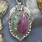 Sterling Silver Southwestern Style Oval Ruby Zoisite Pendant For Women