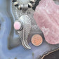 Native American Sterling Silver Oval Pink Conch Feather Pendant For Women