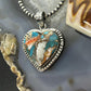 Sterling Silver Southwestern Style Turquoise Spiny Oyster Heart Pendant For Women