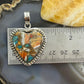 Sterling Silver Southwestern Style Turquoise Spiny Oyster Heart Pendant For Women