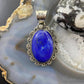 Gilbert Nez Navajo Sterling Silver Oval Decorated Lapis Pendant For Women