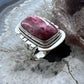 Sterling Silver Southwestern Style Rectangle Thulite Decorated Ring Size 9.5 For Women