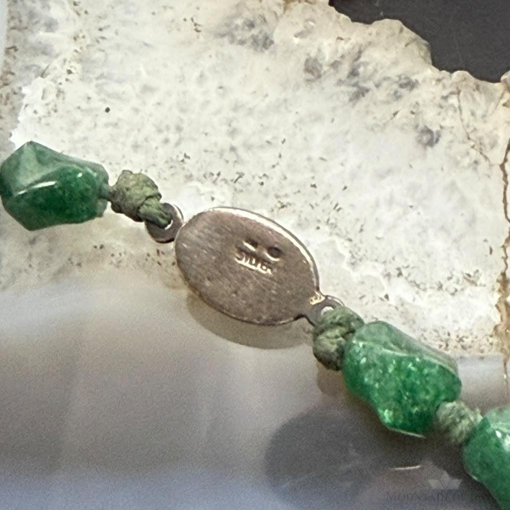 Vintage Sterling Silver  Knobby Shaped Aventurine Beaded Strung 22" Necklace For Women