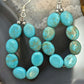 Sterling Silver 8 Oval Turquoise Beads Hoop Dangle Earrings For Women