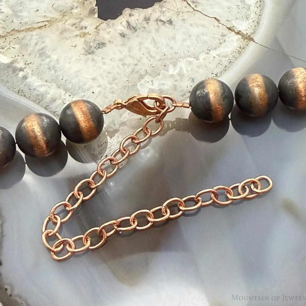 Copper 10 mm Navajo Pearl Beads Length 18"-22" Necklace For Women