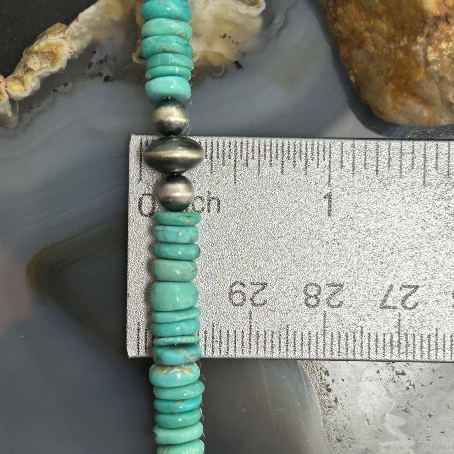 Sterling Silver Southwestern Style Turquoise Beads & Sterling Beads 18"-20" Necklace For Women