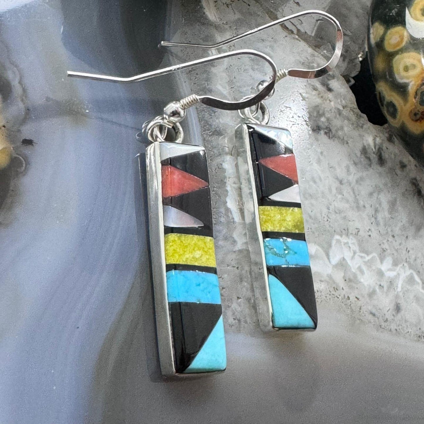 Starllie & Sheryl Edaakie Sterling Silver Multistone Inlay Dangle Earrings For Women #2