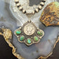 Sterling Silver Southwestern Style 1941 Mercury Dime & Sonora Gold Turquoise Pendant