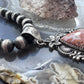 Sterling Silver Southwestern Style Teardrop Red Plum Decorated Pendant For Women