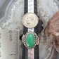 Sterling Silver Southwestern Style Oval Green Chalcedony Decorated Ring Size 8.5 For Women