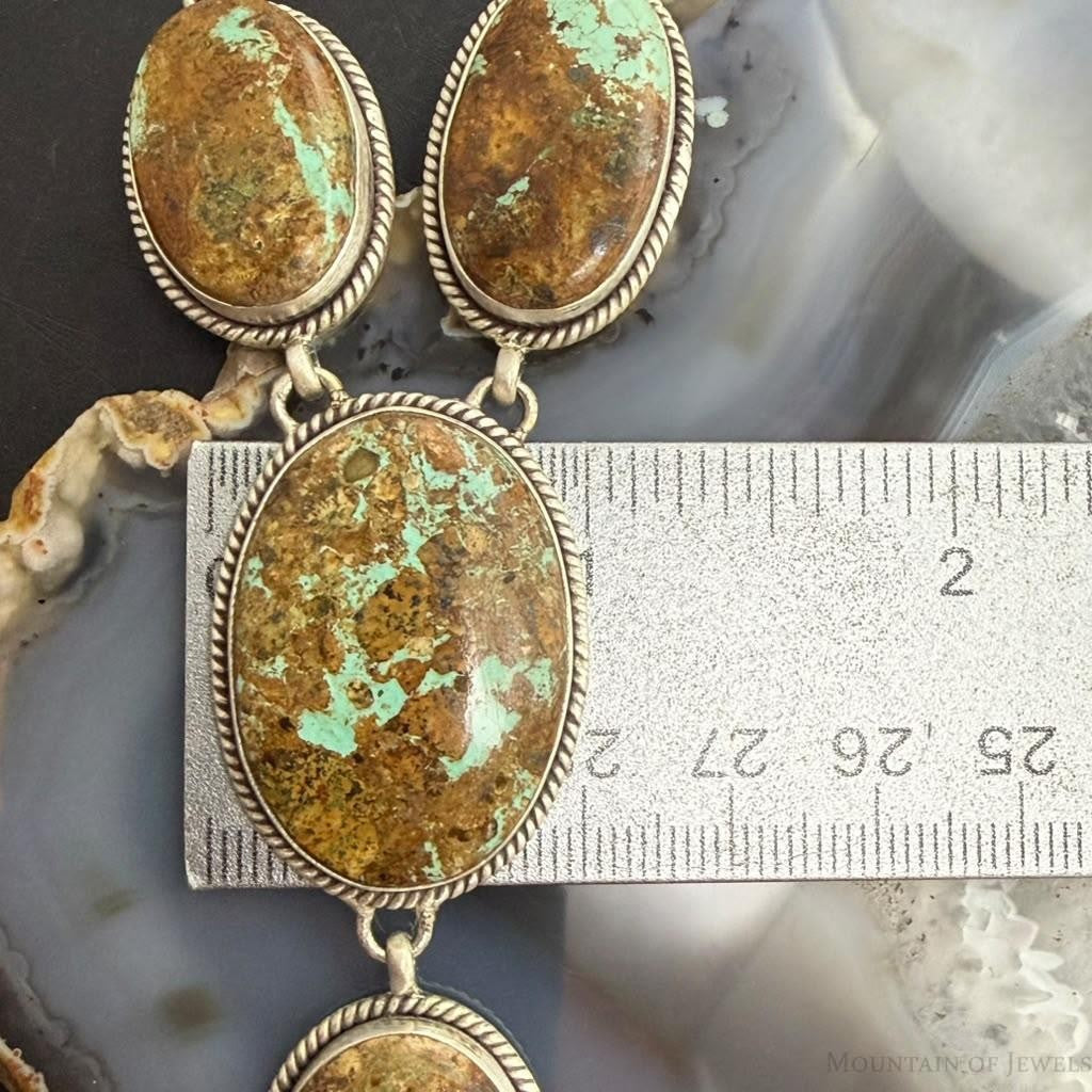 Sterling Silver Southwestern Style Montezuma Turquoise Lariat 24.5" Necklace For Women