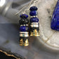 Tommy & Rosita Singer Sterling Silver & GF Barrel and Lapis Lazuli Bead Dangle Earrings For Women
