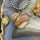 Heart Shape Crazy Lace Agate Pendant For Women Set in Stainless Steel #108