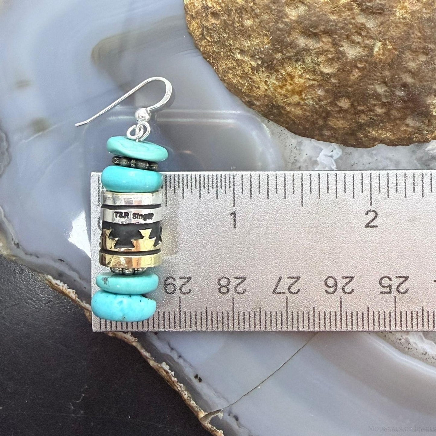 Tommy & Rosita Singer Sterling Silver Turquoise Beads Dangle Earrings For Women