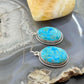 Sterling Silver Southwestern Style Oval Mojave Turquoise Dangle Earrings For Women