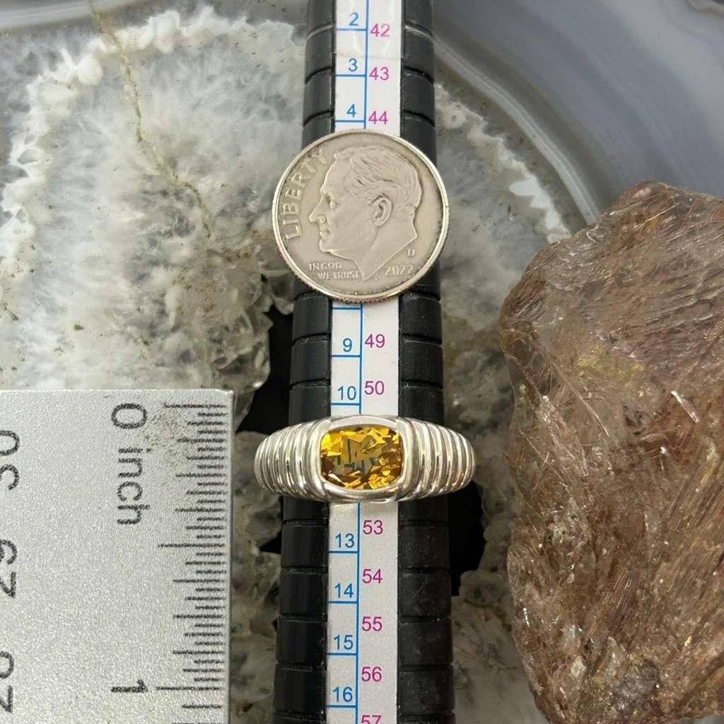 Carolyn Pollack Sterling Silver Faceted Citrine Decorated Ring Sz 6 For Women