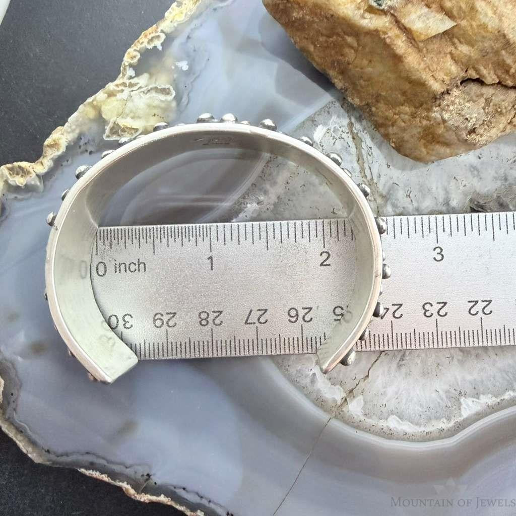 Signed Native American Sterling Balls and Crosses Oxidized Bracelet For Women