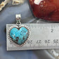 Sterling Silver Southwestern Style Chrysocolla Heart Decorated Pendant For Women
