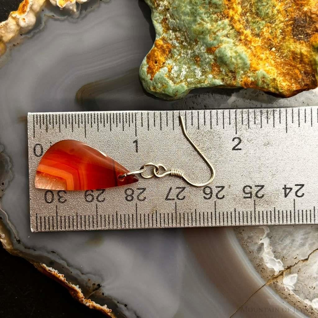 Sterling Silver Half Moon Carnelian Slab Dangle Earrings For Women #331