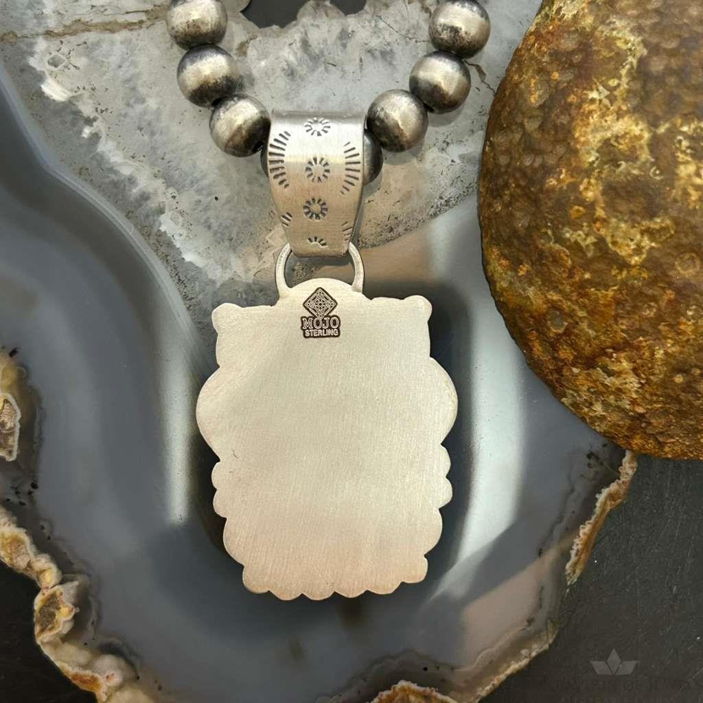Sterling Silver Southwestern Style Rectangle Blackjack Turquoise Pendant For Women #1