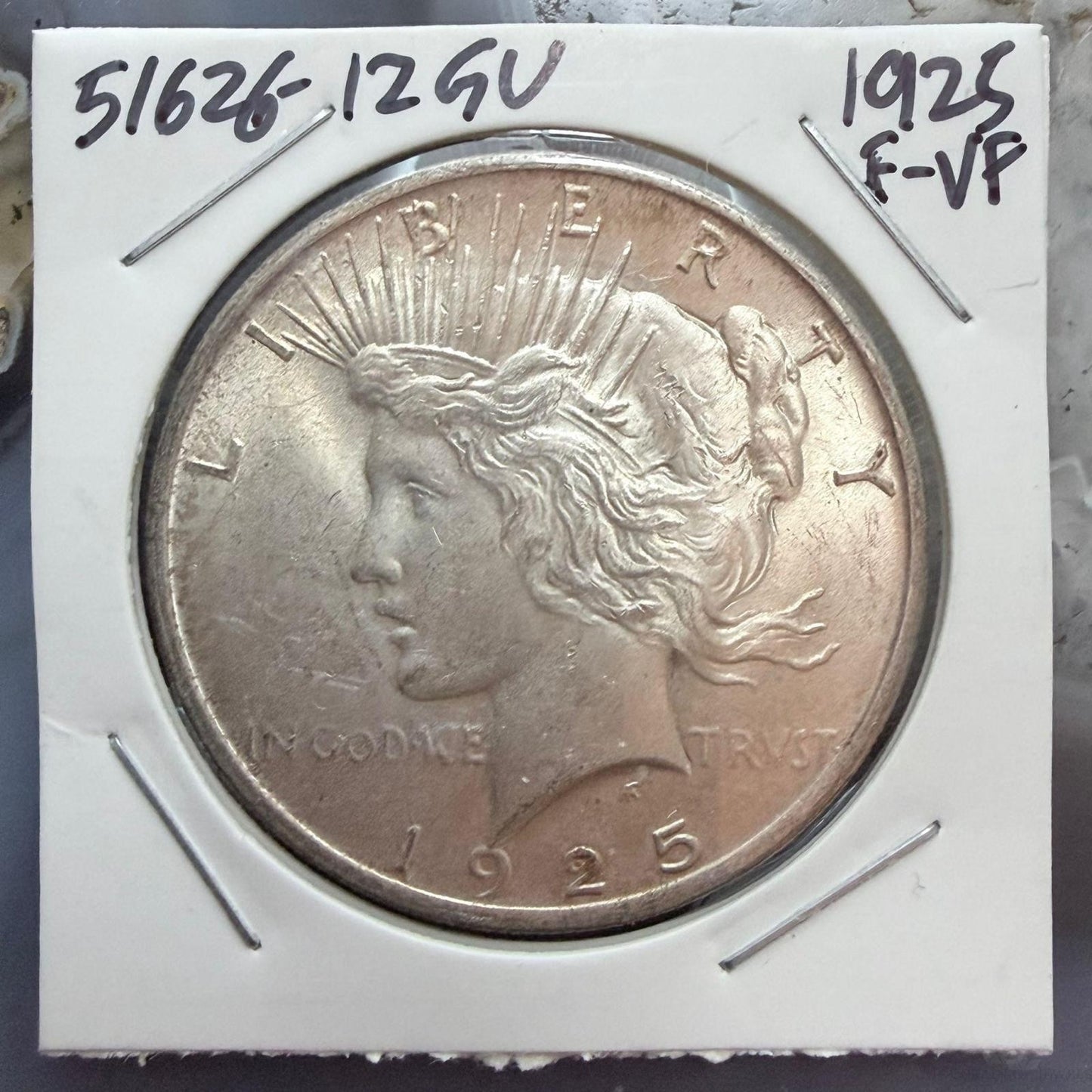 1925 US 90% Peace Silver Dollar F-VF #51626-12GU