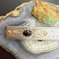 Signed Vintage Sterling Silver Native American Onyx Stamped Hair Barrette For Women